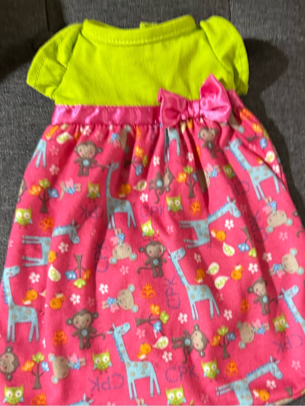Cabbage patch kids baby 1 piece lime green pink sac